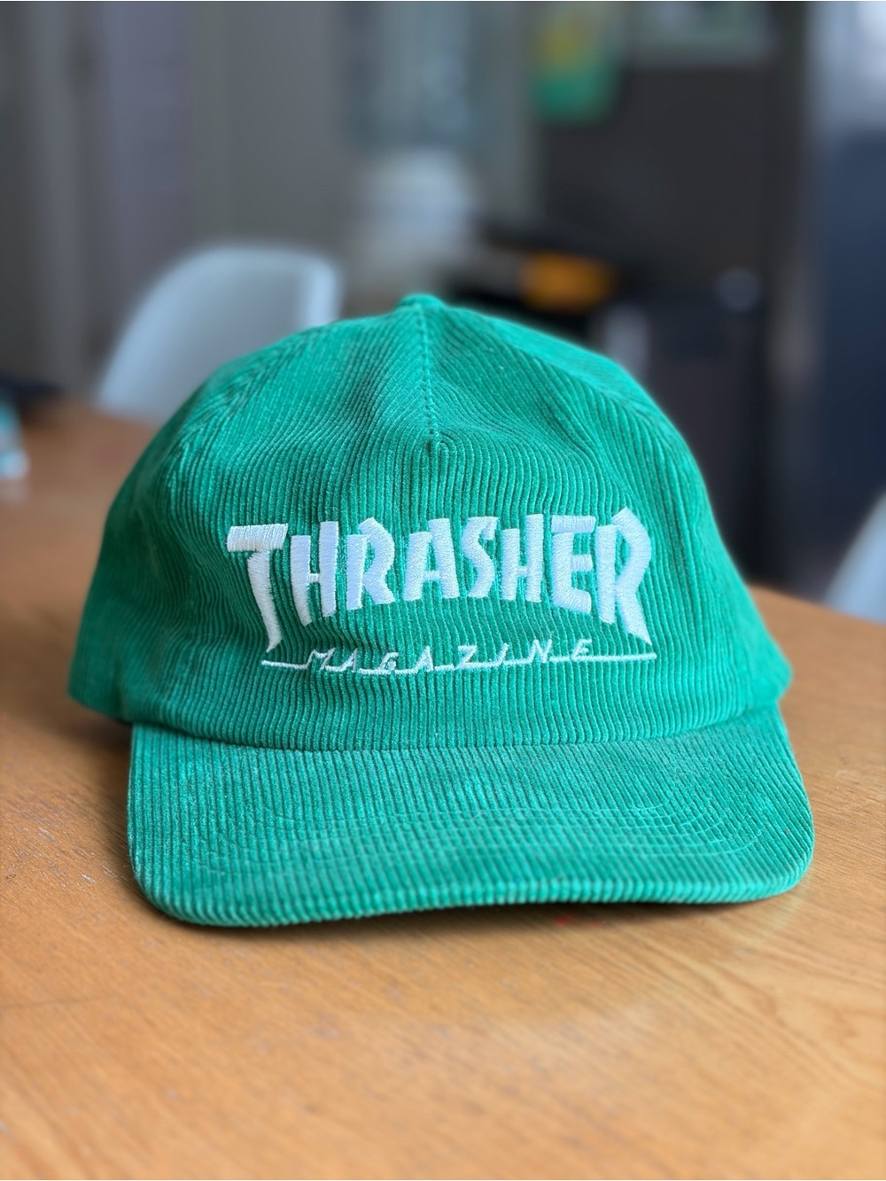 Thrasher Green Corduroy Logo Cap